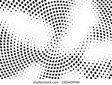 Abstract halftone wave dotted background. Halftone twisted grunge pattern, dot, circle.  Vector modern optical halftone pop art texture for poster, business card, cover, label mock-up, sticker layout