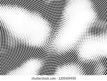 Abstract halftone wave dotted background. Halftone twisted grunge pattern, dot, circle.  Vector modern optical halftone pop art texture for poster, business card, cover, label mock-up, sticker layout