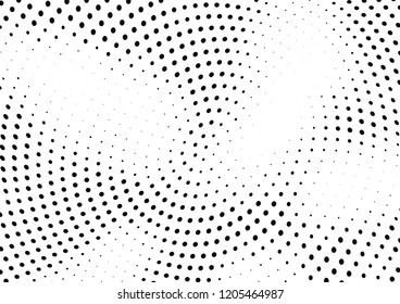 Abstract halftone wave dotted background. Halftone twisted grunge pattern, dot, circle.  Vector modern optical halftone pop art texture for poster, business card, cover, label mock-up, sticker layout