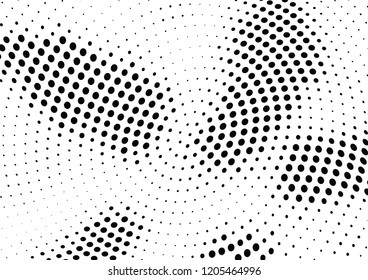 Abstract halftone wave dotted background. Halftone twisted grunge pattern, dot, circle.  Vector modern optical halftone pop art texture for poster, business card, cover, label mock-up, sticker layout
