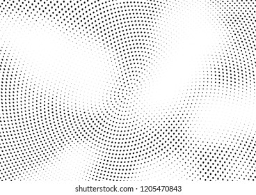 Abstract halftone wave dotted background. Halftone twisted grunge pattern, dot, circle.  Vector modern optical halftone pop art texture for poster, business card, cover, label mock-up, sticker layout