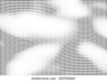 Abstract halftone wave dotted background. Halftone twisted grunge pattern, dot, circle.  Vector modern optical halftone pop art texture for poster, business card, cover, label mock-up, sticker layout