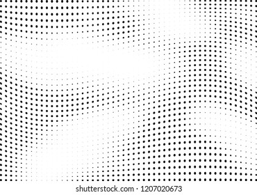 Abstract halftone wave dotted background. Halftone twisted grunge pattern, dot, circle.  Vector modern optical halftone pop art texture for poster, business card, cover, label mock-up, sticker layout