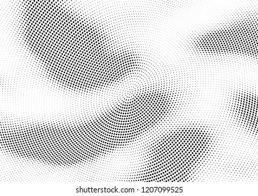 Abstract halftone wave dotted background. Halftone twisted grunge pattern, dot, circle.  Vector modern optical halftone pop art texture for poster, business card, cover, label mock-up, sticker layout