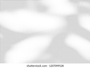 Abstract halftone wave dotted background. Halftone twisted grunge pattern, dot, circle.  Vector modern optical halftone pop art texture for poster, business card, cover, label mock-up, sticker layout