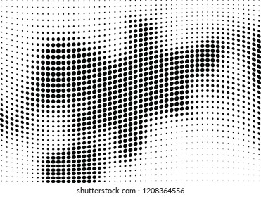 Abstract halftone wave dotted background. Halftone twisted grunge pattern, dot, circle.  Vector modern optical halftone pop art texture for poster, business card, cover, label mock-up, sticker layout