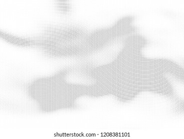 Abstract halftone wave dotted background. Halftone twisted grunge pattern, dot, circle.  Vector modern optical halftone pop art texture for poster, business card, cover, label mock-up, sticker layout