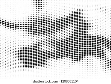 Abstract halftone wave dotted background. Halftone twisted grunge pattern, dot, circle.  Vector modern optical halftone pop art texture for poster, business card, cover, label mock-up, sticker layout