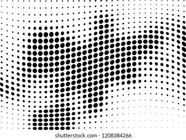 Abstract halftone wave dotted background. Halftone twisted grunge pattern, dot, circle.  Vector modern optical halftone pop art texture for poster, business card, cover, label mock-up, sticker layout