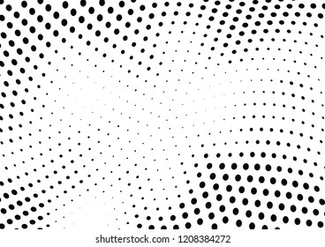 Abstract halftone wave dotted background. Halftone twisted grunge pattern, dot, circle.  Vector modern optical halftone pop art texture for poster, business card, cover, label mock-up, sticker layout