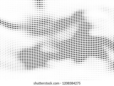 Abstract halftone wave dotted background. Halftone twisted grunge pattern, dot, circle.  Vector modern optical halftone pop art texture for poster, business card, cover, label mock-up, sticker layout