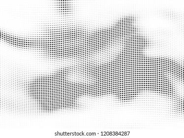 Abstract halftone wave dotted background. Halftone twisted grunge pattern, dot, circle.  Vector modern optical halftone pop art texture for poster, business card, cover, label mock-up, sticker layout