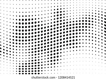 Abstract halftone wave dotted background. Halftone twisted grunge pattern, dot, circle.  Vector modern optical halftone pop art texture for poster, business card, cover, label mock-up, sticker layout