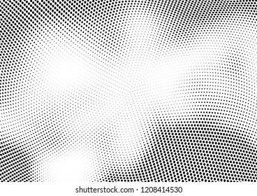 Abstract halftone wave dotted background. Halftone twisted grunge pattern, dot, circle.  Vector modern optical halftone pop art texture for poster, business card, cover, label mock-up, sticker layout