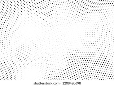 Abstract halftone wave dotted background. Halftone twisted grunge pattern, dot, circle.  Vector modern optical halftone pop art texture for poster, business card, cover, label mock-up, sticker layout