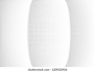 Abstract halftone wave dotted background. Halftone twisted grunge pattern, dot, circle.  Vector modern optical halftone pop art texture for poster, business card, cover, label mock-up, sticker layout