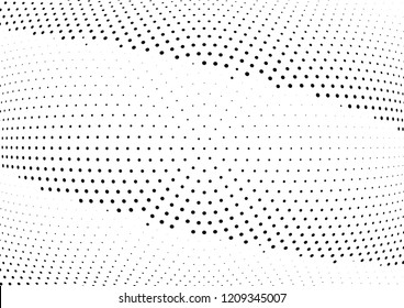 Abstract halftone wave dotted background. Halftone twisted grunge pattern, dot, circle.  Vector modern optical halftone pop art texture for poster, business card, cover, label mock-up, sticker layout