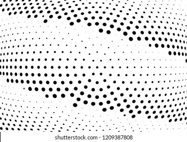 Abstract halftone wave dotted background. Halftone twisted grunge pattern, dot, circle.  Vector modern optical halftone pop art texture for poster, business card, cover, label mock-up, sticker layout