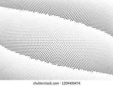 Abstract halftone wave dotted background. Halftone twisted grunge pattern, dot, circle.  Vector modern optical halftone pop art texture for poster, business card, cover, label mock-up, sticker layout