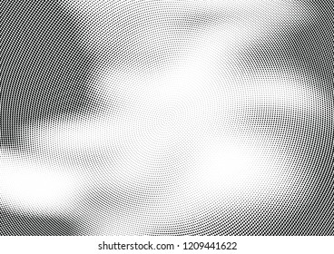 Abstract halftone wave dotted background. Halftone twisted grunge pattern, dot, circle.  Vector modern optical halftone pop art texture for poster, business card, cover, label mock-up, sticker layout