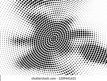 Abstract halftone wave dotted background. Halftone twisted grunge pattern, dot, circle.  Vector modern optical halftone pop art texture for poster, business card, cover, label mock-up, sticker layout
