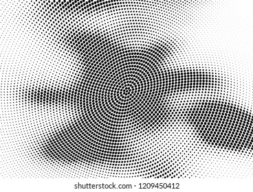 Abstract halftone wave dotted background. Halftone twisted grunge pattern, dot, circle.  Vector modern optical halftone pop art texture for poster, business card, cover, label mock-up, sticker layout