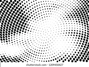 Abstract halftone wave dotted background. Halftone twisted grunge pattern, dot, circle.  Vector modern optical halftone pop art texture for poster, business card, cover, label mock-up, sticker layout