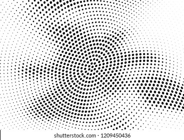 Abstract halftone wave dotted background. Halftone twisted grunge pattern, dot, circle.  Vector modern optical halftone pop art texture for poster, business card, cover, label mock-up, sticker layout
