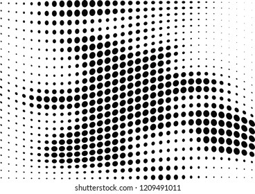 Abstract halftone wave dotted background. Halftone twisted grunge pattern, dot, circle.  Vector modern optical halftone pop art texture for poster, business card, cover, label mock-up, sticker layout