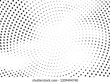 Abstract halftone wave dotted background. Halftone twisted grunge pattern, dot, circle.  Vector modern optical halftone pop art texture for poster, business card, cover, label mock-up, sticker layout