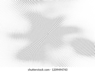 Abstract halftone wave dotted background. Halftone twisted grunge pattern, dot, circle.  Vector modern optical halftone pop art texture for poster, business card, cover, label mock-up, sticker layout