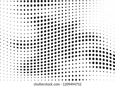Abstract halftone wave dotted background. Halftone twisted grunge pattern, dot, circle.  Vector modern optical halftone pop art texture for poster, business card, cover, label mock-up, sticker layout