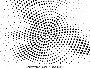 Abstract halftone wave dotted background. Halftone twisted grunge pattern, dot, circle.  Vector modern optical halftone pop art texture for poster, business card, cover, label mock-up, sticker layout