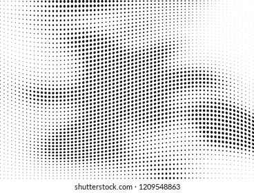 Abstract halftone wave dotted background. Halftone twisted grunge pattern, dot, circle.  Vector modern optical halftone pop art texture for poster, business card, cover, label mock-up, sticker layout