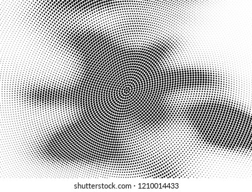 Abstract halftone wave dotted background. Halftone twisted grunge pattern, dot, circle.  Vector modern optical halftone pop art texture for poster, business card, cover, label mock-up, sticker layout