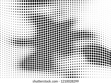 Abstract halftone wave dotted background. Halftone twisted grunge pattern, dot, circle.  Vector modern optical halftone pop art texture for poster, business card, cover, label mock-up, sticker layout