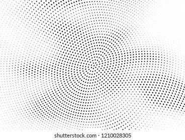 Abstract halftone wave dotted background. Halftone twisted grunge pattern, dot, circle.  Vector modern optical halftone pop art texture for poster, business card, cover, label mock-up, sticker layout