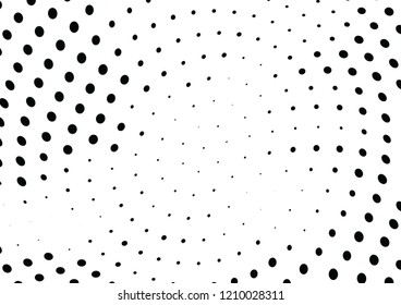 Abstract halftone wave dotted background. Halftone twisted grunge pattern, dot, circle.  Vector modern optical halftone pop art texture for poster, business card, cover, label mock-up, sticker layout