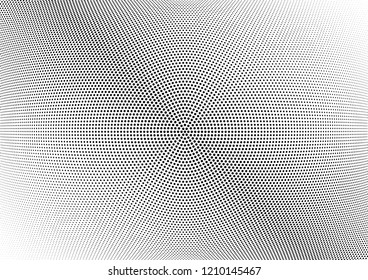 Abstract halftone wave dotted background. Halftone twisted grunge pattern, dot, circle.  Vector modern optical halftone pop art texture for poster, business card, cover, label mock-up, sticker layout