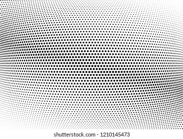 Abstract halftone wave dotted background. Halftone twisted grunge pattern, dot, circle.  Vector modern optical halftone pop art texture for poster, business card, cover, label mock-up, sticker layout