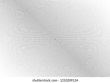 Abstract halftone wave dotted background. Halftone twisted grunge pattern, dot, circle.  Vector modern optical halftone pop art texture for poster, business card, cover, label mock-up, sticker layout
