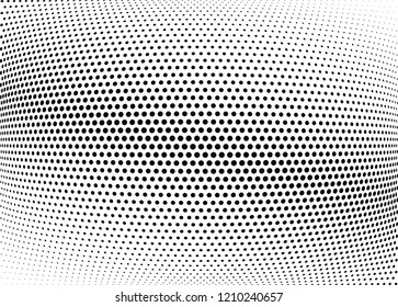 Abstract halftone wave dotted background. Halftone twisted grunge pattern, dot, circle.  Vector modern optical halftone pop art texture for poster, business card, cover, label mock-up, sticker layout