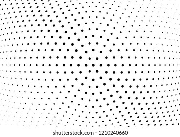 Abstract halftone wave dotted background. Halftone twisted grunge pattern, dot, circle.  Vector modern optical halftone pop art texture for poster, business card, cover, label mock-up, sticker layout