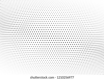 Abstract halftone wave dotted background. Halftone twisted grunge pattern, dot, circle.  Vector modern optical halftone pop art texture for poster, business card, cover, label mock-up, sticker layout