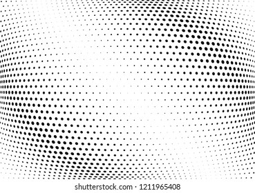 Abstract halftone wave dotted background. Halftone twisted grunge pattern, dot, circle.  Vector modern optical halftone pop art texture for poster, business card, cover, label mock-up, sticker layout