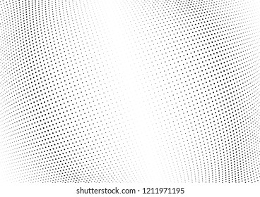 Abstract halftone wave dotted background. Halftone twisted grunge pattern, dot, circle.  Vector modern optical halftone pop art texture for poster, business card, cover, label mock-up, sticker layout
