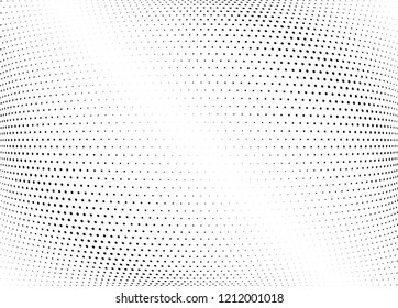 Abstract halftone wave dotted background. Halftone twisted grunge pattern, dot, circle.  Vector modern optical halftone pop art texture for poster, business card, cover, label mock-up, sticker layout