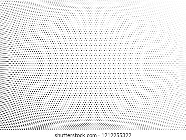 Abstract halftone wave dotted background. Halftone twisted grunge pattern, dot, circle.  Vector modern optical halftone pop art texture for poster, business card, cover, label mock-up, sticker layout
