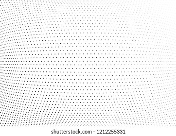 Abstract halftone wave dotted background. Halftone twisted grunge pattern, dot, circle.  Vector modern optical halftone pop art texture for poster, business card, cover, label mock-up, sticker layout