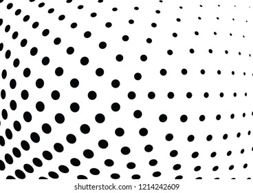Abstract halftone wave dotted background. Halftone twisted grunge pattern, dot, circle.  Vector modern optical halftone pop art texture for poster, business card, cover, label mock-up, sticker layout